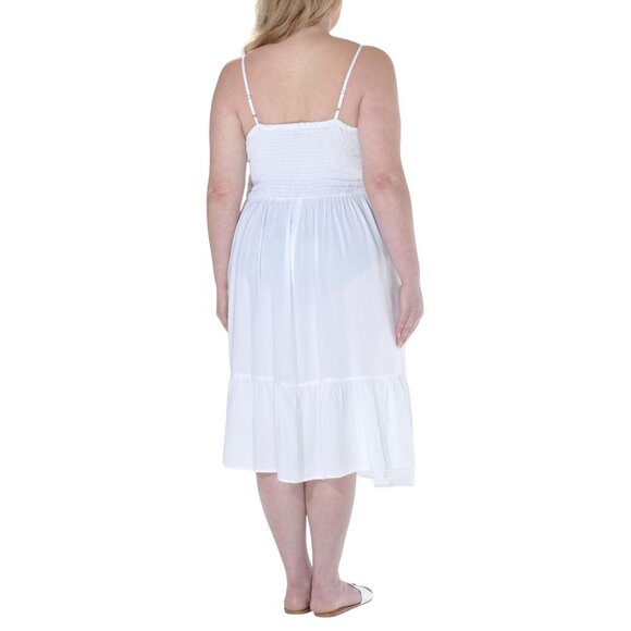 NWT Raviya Womens Plus Size Crochet Flounce-Hem Cover Up 76613X White / Blue 2X - Picture 2 of 8